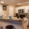 a kitchen with bar stools