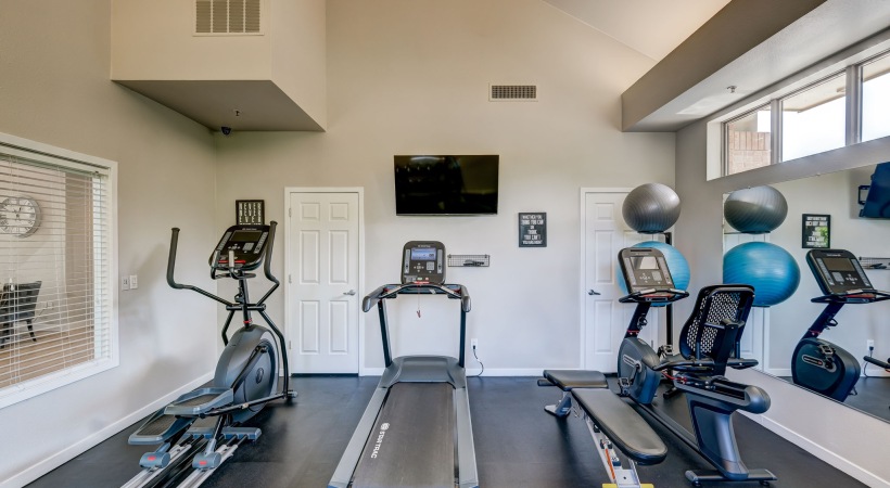 a gym with exercise equipment